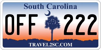 SC license plate OFF222
