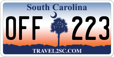 SC license plate OFF223