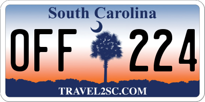 SC license plate OFF224