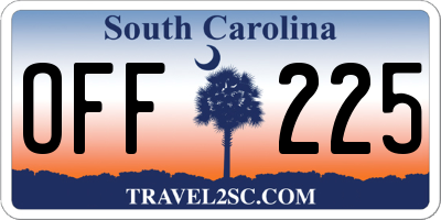 SC license plate OFF225