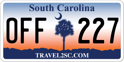 SC license plate OFF227