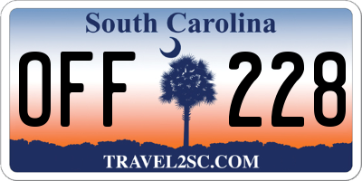 SC license plate OFF228