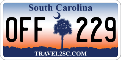 SC license plate OFF229