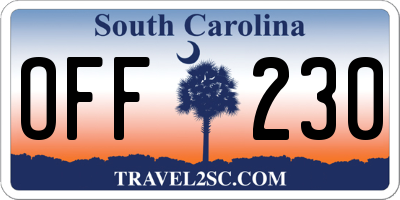 SC license plate OFF230