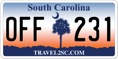 SC license plate OFF231