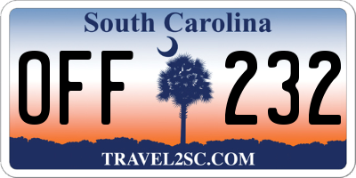SC license plate OFF232