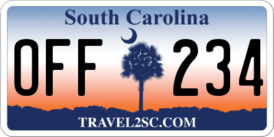 SC license plate OFF234