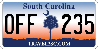 SC license plate OFF235