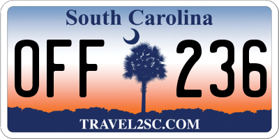 SC license plate OFF236