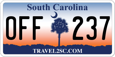 SC license plate OFF237