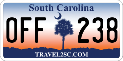 SC license plate OFF238