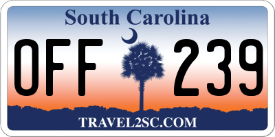 SC license plate OFF239