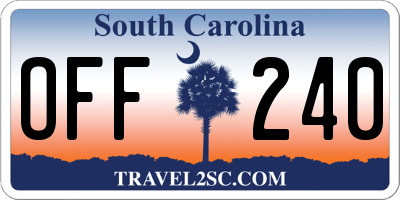 SC license plate OFF240