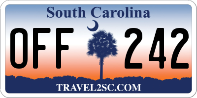 SC license plate OFF242