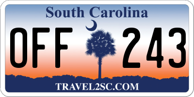 SC license plate OFF243