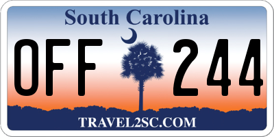 SC license plate OFF244