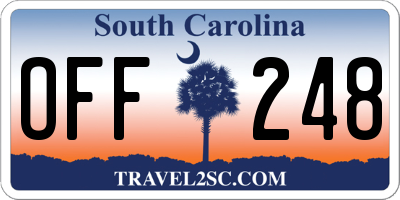 SC license plate OFF248