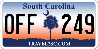 SC license plate OFF249