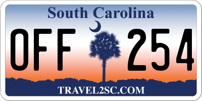 SC license plate OFF254
