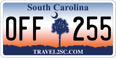 SC license plate OFF255