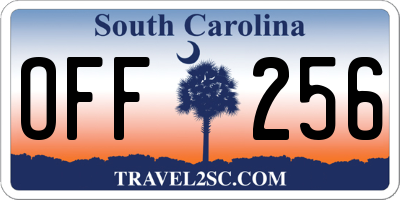 SC license plate OFF256