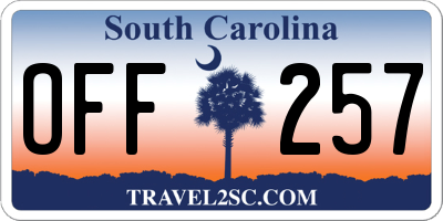 SC license plate OFF257