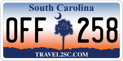 SC license plate OFF258