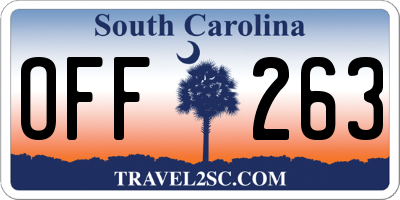 SC license plate OFF263