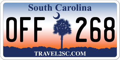 SC license plate OFF268