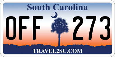 SC license plate OFF273