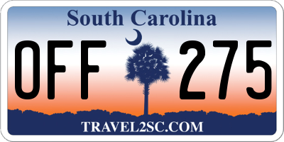 SC license plate OFF275