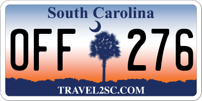 SC license plate OFF276