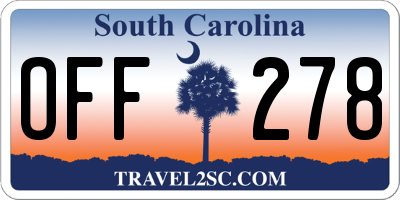 SC license plate OFF278