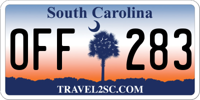 SC license plate OFF283