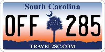 SC license plate OFF285