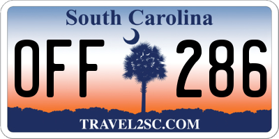 SC license plate OFF286