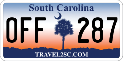 SC license plate OFF287
