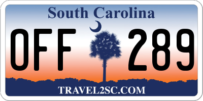 SC license plate OFF289