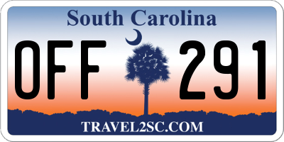 SC license plate OFF291