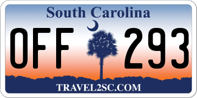 SC license plate OFF293