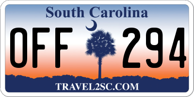 SC license plate OFF294