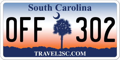 SC license plate OFF302