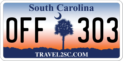 SC license plate OFF303