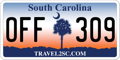 SC license plate OFF309