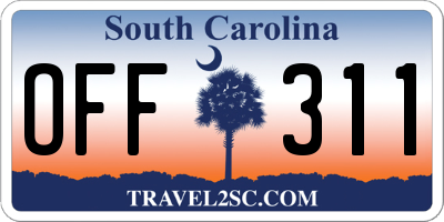 SC license plate OFF311