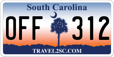 SC license plate OFF312