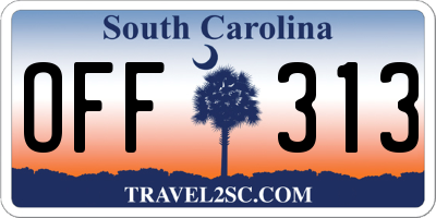 SC license plate OFF313