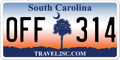 SC license plate OFF314