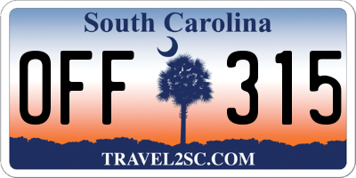 SC license plate OFF315