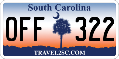 SC license plate OFF322